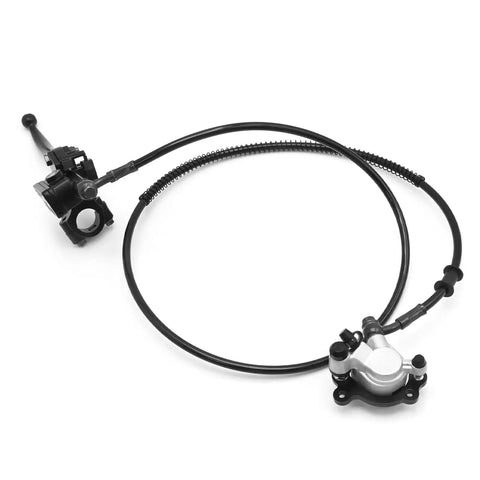 12 Piece Seven Eighths Inch Mini Bicycle Hydraulic Brake System With Fifty Inch Hose Direct Fit Replacement For DB30 Baja Doodlebug Mini Bikes Go Karts Left Side