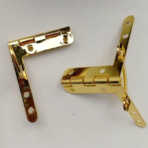Golden Hinge For Wooden Boxes And Small Cabinets Chrome Plated Gold Box Gear For DIY Projects, shown with metal finish.