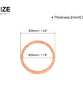 Premium Copper Sealing Washers 30Mm Inner 36Mm Outer 2Mm Thick 4Pack Flat Ring Gaskets dimensions with size details.