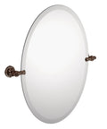 Oil Rubbed Bronze Frameless Pivoting Mirror In Oval Shape for bathroom vanity, adjustable tilt, wall mount, 26x23 inches, side view