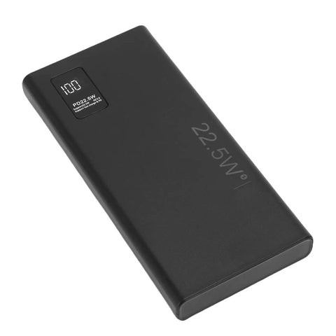 Compact Mini UPS Battery Backup Featuring 4050 mAh Capacity To Handle Daily Power Outages Smoothly, black portable power bank with LED display.