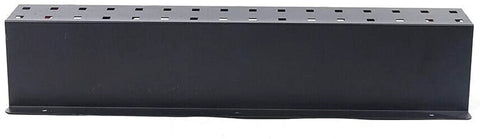 Front view of Spray Bottle Wall Mount Rack for Auto Detailing, heavy duty steel shelf organizer in sleek black finish.
