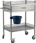Beefy Stainless Steel Medical Cart On Wheels With 2 Tier Drawer, 100 Kg Max Load, Durable Hospital And Clinic Rolling Trolley