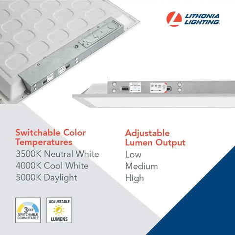 2x4 LED Flat Panel Ceiling Light Kit With 9 Configs, No Fuss Adjustable Lumens Up To 6000 And Color Temps 3500K/4000K/5000K