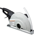14 Inch Electric Angle Cutter Powered By A Rugged Fifteen Amp Motor And Smart Slip Clutch Design To Save Your Gears Arrives Already Kitted Out With A Premium Diamond Blade For Smashing Brick And Block Like A Boss, showing a side view of the saw with a diamond blade.