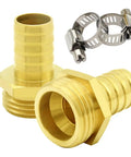 Brass Garden Hose Adapters Bundle, 2 Pack, 3/4 Inch Barb To 3/4 Inch GHT Male Threads with clamps, heavy duty connectors