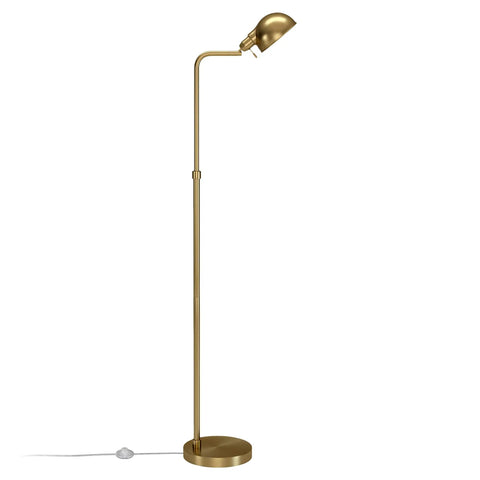 66 Inch Integrated LED Floor Lamp With Metal Shade In Brushed Brass, Slick Modern Task Light for living room, adjustable head