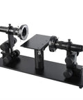 Pro Grade Horizontal Microscope For Flatness Detection With Double Head Observation And Video CCD, Includes Microscope Camera And Ready Accessories Kit For Slides, Illuminator, And More. black dual-head horizontal microscope with central stage
