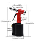 Heavy Duty Air Hydraulic Pop Rivet Gun for Fast, Reliable Riveting, Pneumatic Riveter Tool With Stainless Steel Body And Aluminum Frame, Pro Grade Durability For Metalworking, Automotive, And Home DIY Projects, 275mm dimensions