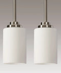 2 Pack Mini Pendant Lights For Kitchen Island Adjustable Height Indoor Modern Pendant Lighting Brushed Nickel With Milky White Frosted Glass Shades for countertops and breakfast bars.