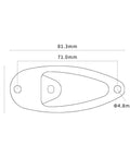 Badass Black Boat Style Guitar Output Jack Plate With A Smooth Quarter Inch Plug Made For Strat Cats Who Want A Heavy Duty Swap With Zero Headaches And Comes With Mounting Hardware For Quick Setup, showing dimensions and design.