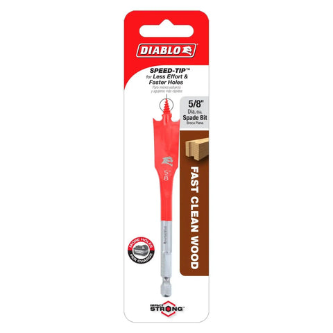 Heavy Duty Spade Bit For Wood Featuring Self Feeding Speed Tip And Curved Paddle Design Built For Cordless Drill, 5/8 inch size.