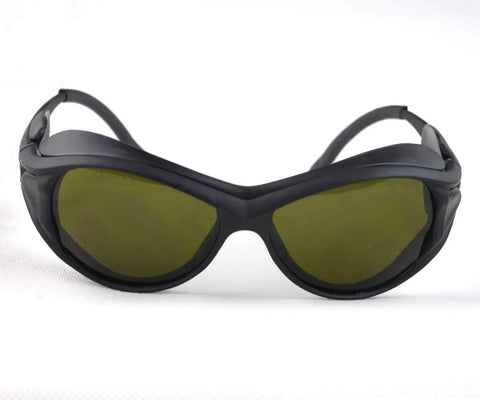 Kickass IR Infrared Laser Safety Glasses With OD4 Plus Protection For Fiber Laser Welding Engraving And Cutting Equipment, dark green lenses.