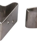 Two stainless steel boat-hook spring clamp holder brackets for 5/8–1 inch clamps; mounting holes.