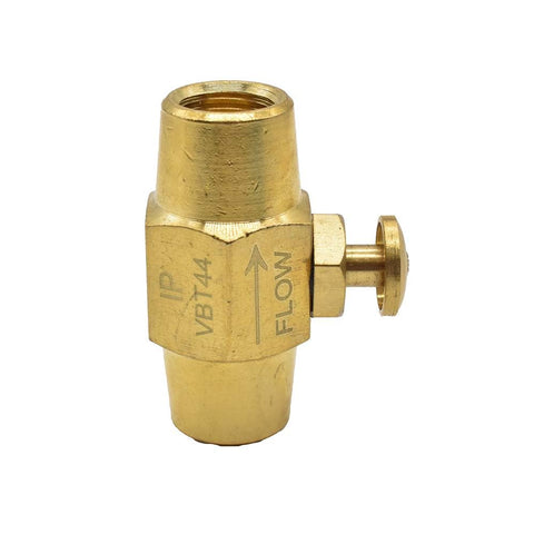Brass Button Valve One Quarter Inch NPT Female Inlet And Outlet Normally Closed Red Compact Rock Solid Pneumatic Control Valve
