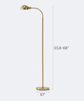 Slim LED Floor Lamp With Adjustable Gooseneck Free Standing Corner Pole Light For Office Desk And Living Room Tall Skinny Lamp In Brass Gold Finish