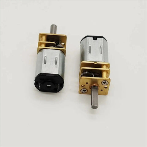 Top Shelf N20 Dc Gear Motor High Torque Low Speed Micro Metal Engine Straight Up Built Like A Tank For Diy Robotics Smart Lock Builds And Creative Hobby Projects With Legit Vibration Free Operation You Can Trust, showcasing two gold and silver high torque micro gear motors.