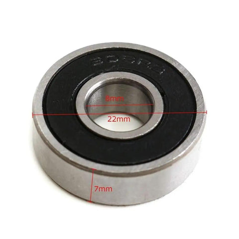 608 2R Deep Groove Ball Bearings Kit For Skateboard And Scooter, 8x22x7mm Miniature Roller Bearings, 10 Pack, bearing close-up with 8mm bore, 22mm outer ring, 7mm width