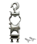 Heavy Duty Cable Pulley Set With Cast Aluminum Wheel For Smooth Cable Feeding, Wear Resistant, Dual Fixing Methods shown with hardware