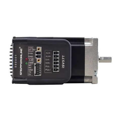 Side view of Nema 23 Integrated Easy Servo Motor 90W 0.3Nm 3000RPM high torque low noise with visible connection ports for 3D printers and CNC machines