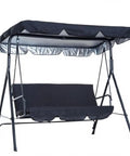 Replacement Canopy Top For Three Seat Outdoor Patio Swing, Black Shade Cover For Porch Garden Seat, No Fuss Install