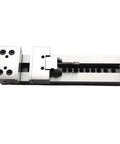 Professional Shop Grade Heavy Duty Machinist Workhorse Vise With Knockout Clamping Power And Precision Parallel Jaw Design For Industrial Cnc Milling side view of precision steel jaws and clamping mechanism.