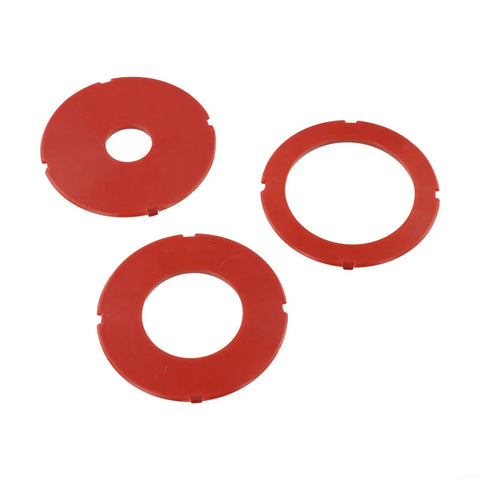 Heavy Duty Insertion Ring Set Crafted For RA1171 RA1180 RA1181 Router Tables featuring three red plastic drop-in rings.