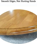 Close-up of Heavy Duty Wood Lazy Susan Turntable featuring silky smooth swivel motion and smooth edges in walnut finish.