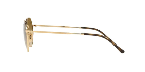 Side view of Unisex Round Sunglasses With Gold Frame And Clear Gradient Brown Lenses 51mm Hybrid Hexagonal Round Style