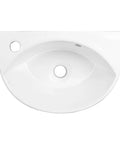 Top view of Small Wall Mounted Bathroom Sink 17 Inch White Ceramic Oval Basin With Porcelain Coated Finish Floating Wall Hung Design Overflow