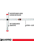 Tough As Nails 48 Inch Aluminum Adjustable Drywall T Square Tool With Fast Adjust Head showing adjustable arm and 90° guidance groove.