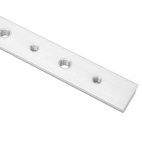 200mm Aluminum Miter Bar Accessory With T Slot Track Jig And Mounting Holes For Woodworking Jigs And Fixtures Pro Grade Compatible With T Screws Radial Arm Saws And Workbenches Silver Finish, close-up view showing mounting holes