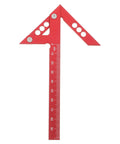 Dead On Aluminum Center Scriber Marking Gauge Wheel For Slick Woodworking Line Scribing And 45 Degree Angle Layouts In Professional Carpentry Workshops, red aluminum angle with measuring scale.