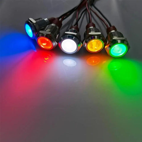Ten Pack 220V LED Indicator Lights Waterproof Signal Lamps 12mm Mounting Hole