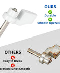 Sliding Door Thumb Turn Lock For Pella Interior Handles in white, shown next to a rusted alternative, durable and smooth operation.