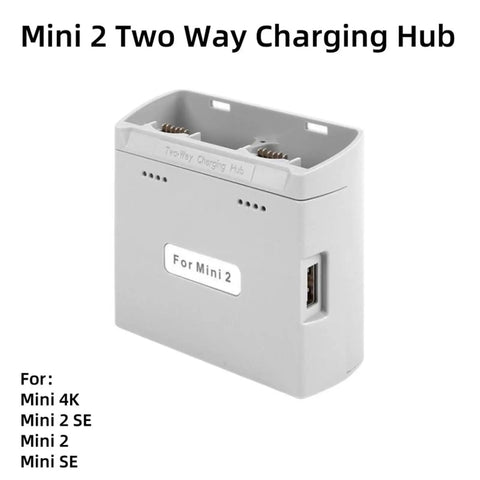 Dual Port Fast Charging Station For Two Drone Power Cells, Three Way Charger For Mini Series Drones on white background