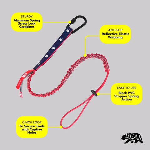 USA Flag Safety Lanyard Tether 3 Foot Heavy Duty Scaffold Strap Drop Proof Stop The Drops 8 Kg Max Load For Construction Sites 36 Inches