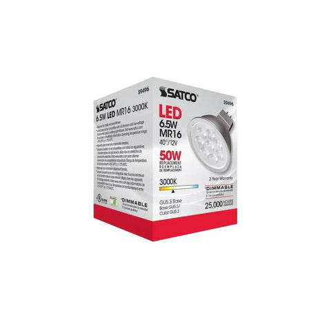 6.5 Watt Dimmable MR16 LED Bulbs Low Voltage 12 Volt GU5.3 Base, 3000K Soft White, 40 Degree Beam, product packaging
