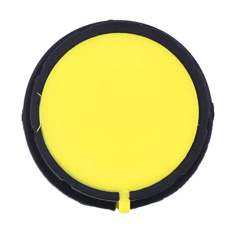 Shop Proven Drop Dead Smooth Replacement Speed Control Knob Handle For JLG Boom Lift 2560136 round yellow thumb grip front view.
