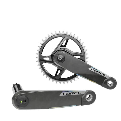 Force 1x AXS Power Meter Crankset with Left Side Power Meter, 172.5mm Arm, XPLR 42T Dub Wide Chainring, visible in black and silver.