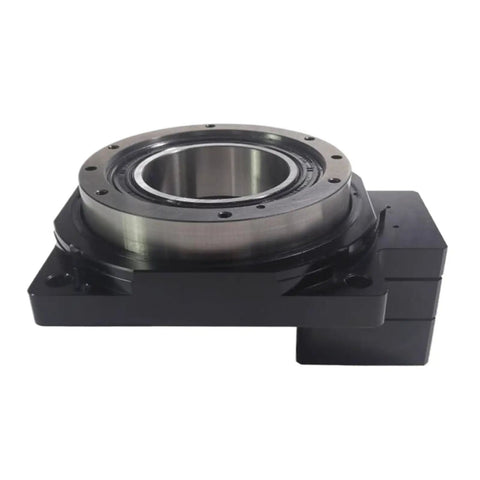 Battle Ready Flange Mount Dg Series Hollow Rotary Actuator Cnc Rotary Table for Servo Motor showing side view with smooth finish.