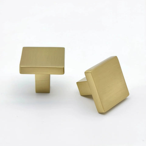 Champagne Bronze Cabinet Knobs Set 10 Pack For Kitchen Cabinets And Drawers, Brushed Square Dresser Knobs One And One Fifth Inch