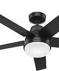52 Inch Indoor Ceiling Fan With LED Light And Remote Control, matte black, 5 blades, Aerodyne 51314, side view