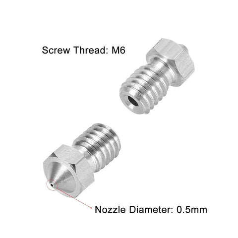 Rock Solid Stainless Steel 3D Printer Nozzle Plus No Sweat Cleaning Kit V5 And V6 Compatible Extruder Print Head With 0.5mm Tip For 1.75mm Filament Top Tier Leak Proof Assembly For Smooth Output