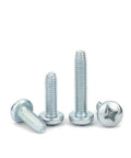 Top Shelf Galvanized Steel Phillips Cross Pan Thread Forming Machine Screws M6 X 16mm in various lengths and sizes.