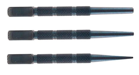 Three Piece Steel Nail Setter Kit Pro Grade For Finishing Nails With Hardened Alloy Steel, Square Head Prevents Rolling