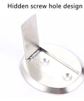 Solid Black Magnetic Door Stopper With Strong Stainless Steel Hold For Walls And Skirting To Prevent Slamming Doors In Homes Offices And Apartments Using Heavy Duty Design, showing hidden screw hole design.