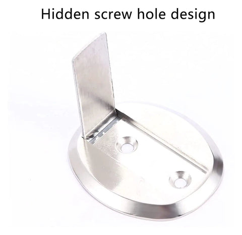 Solid Black Magnetic Door Stopper With Strong Stainless Steel Hold For Walls And Skirting To Prevent Slamming Doors In Homes Offices And Apartments Using Heavy Duty Design, showing hidden screw hole design.