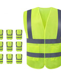 High Visibility Safety Vest 10 Pack Yellow Reflective Vest With 2 Inch Silver Strips 360 Degree Visibility For Men And Women Universal One Size