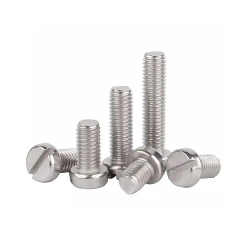 Heavy Duty Top Shelf Stainless Steel M3 Cheese Head Machine Screws With Slotted Heads, assorted sizes, ideal for rugged builds.
